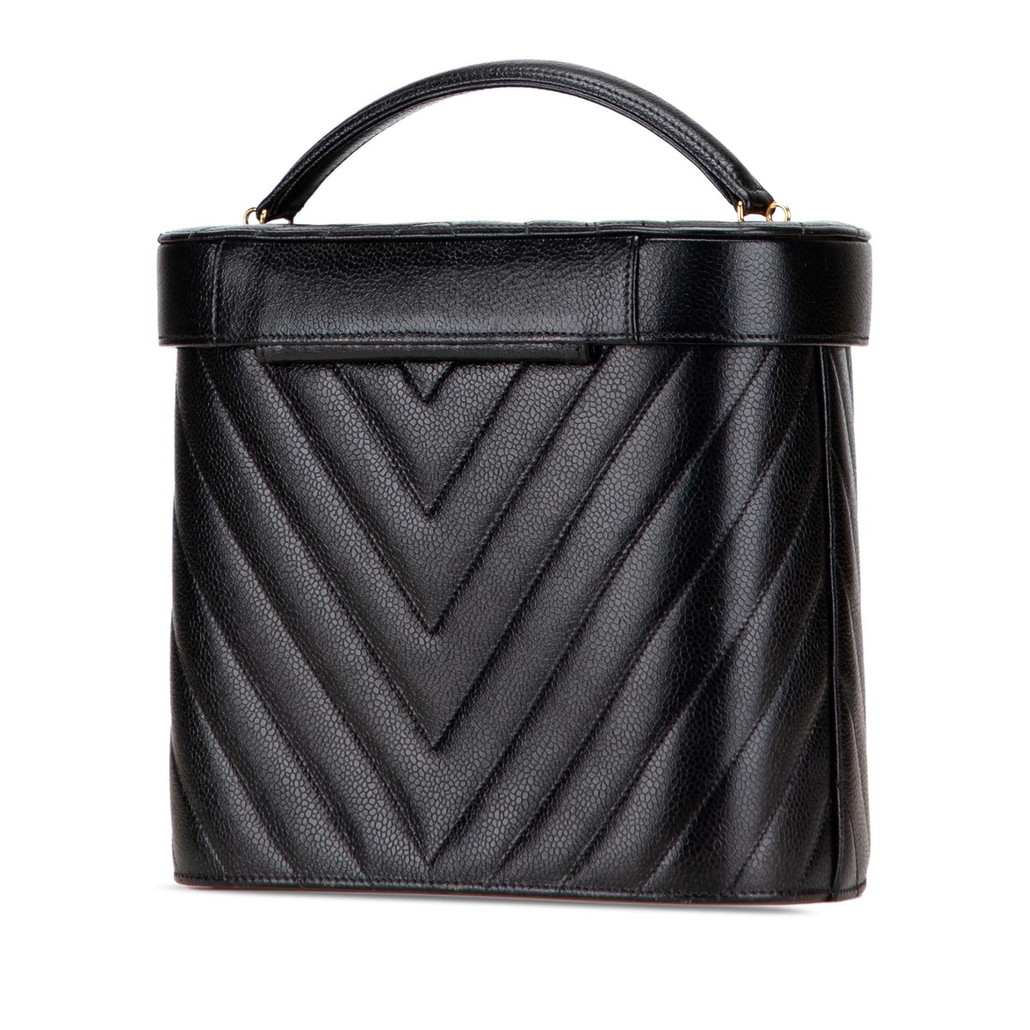 Chanel Cc Chevron Caviar Turnlock Vanity Bag