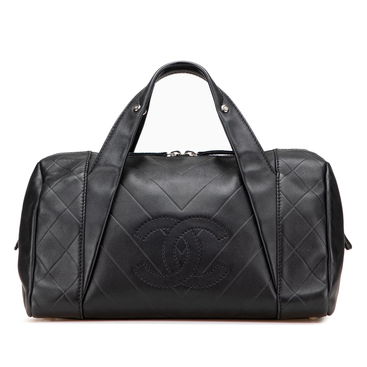 Chanel Cc Chevron Quilted Lambskin Boston