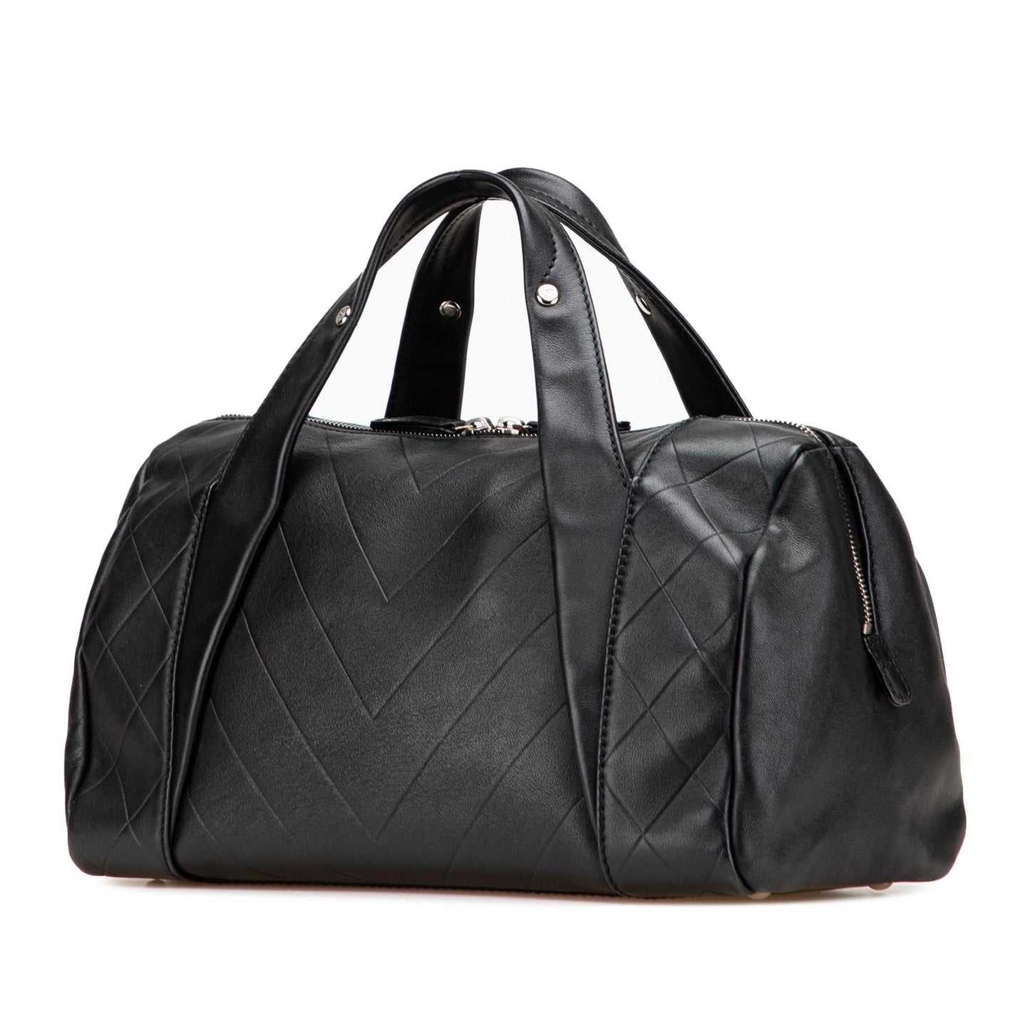 Chanel Cc Chevron Quilted Lambskin Boston