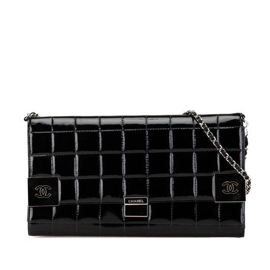 Chanel Cc Chocolate Bar Patent Clutch On Chain