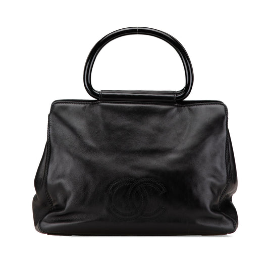 Chanel Cc Lambskin Tortoise Handle Tote