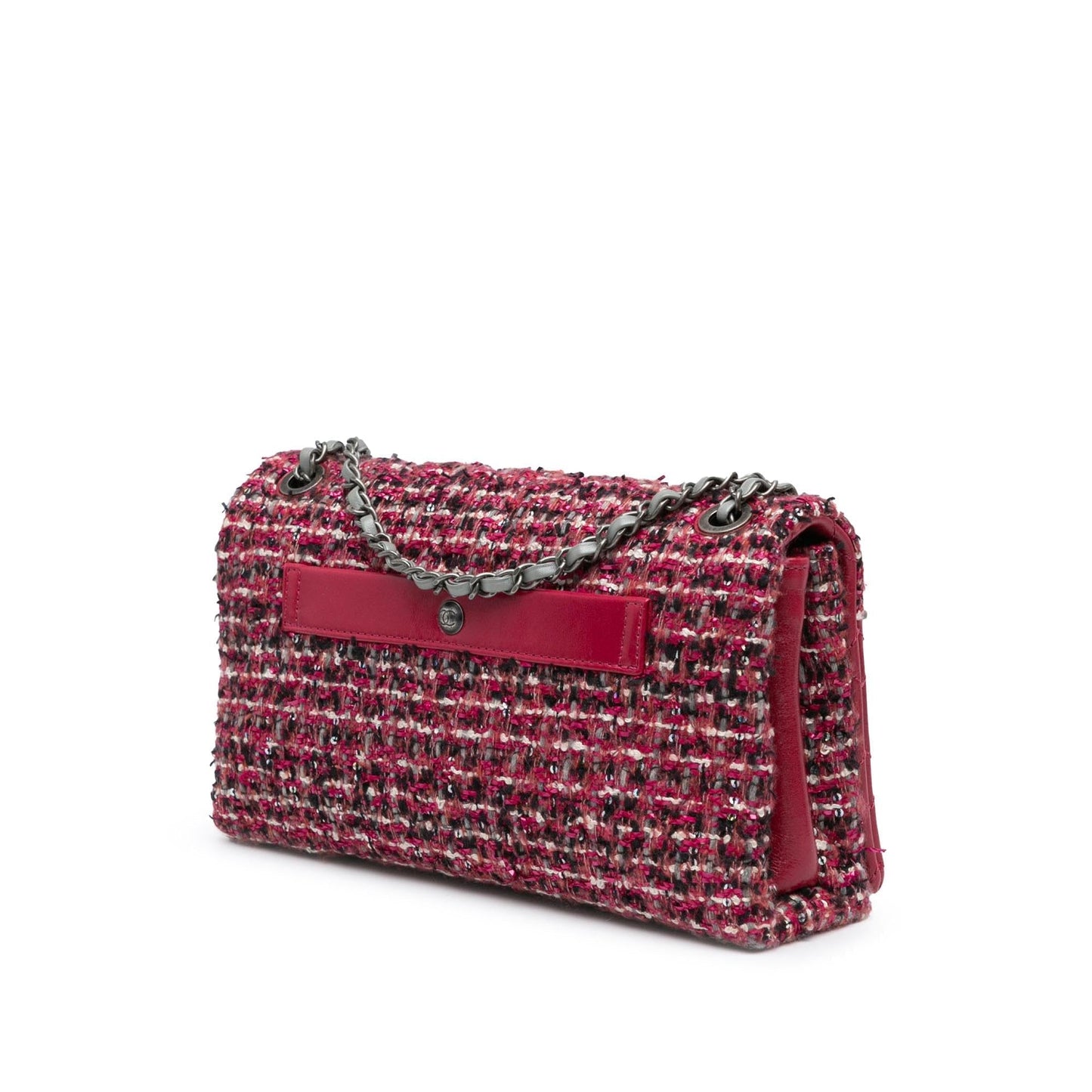 Chanel Cc Lambskin And Tweed Flap