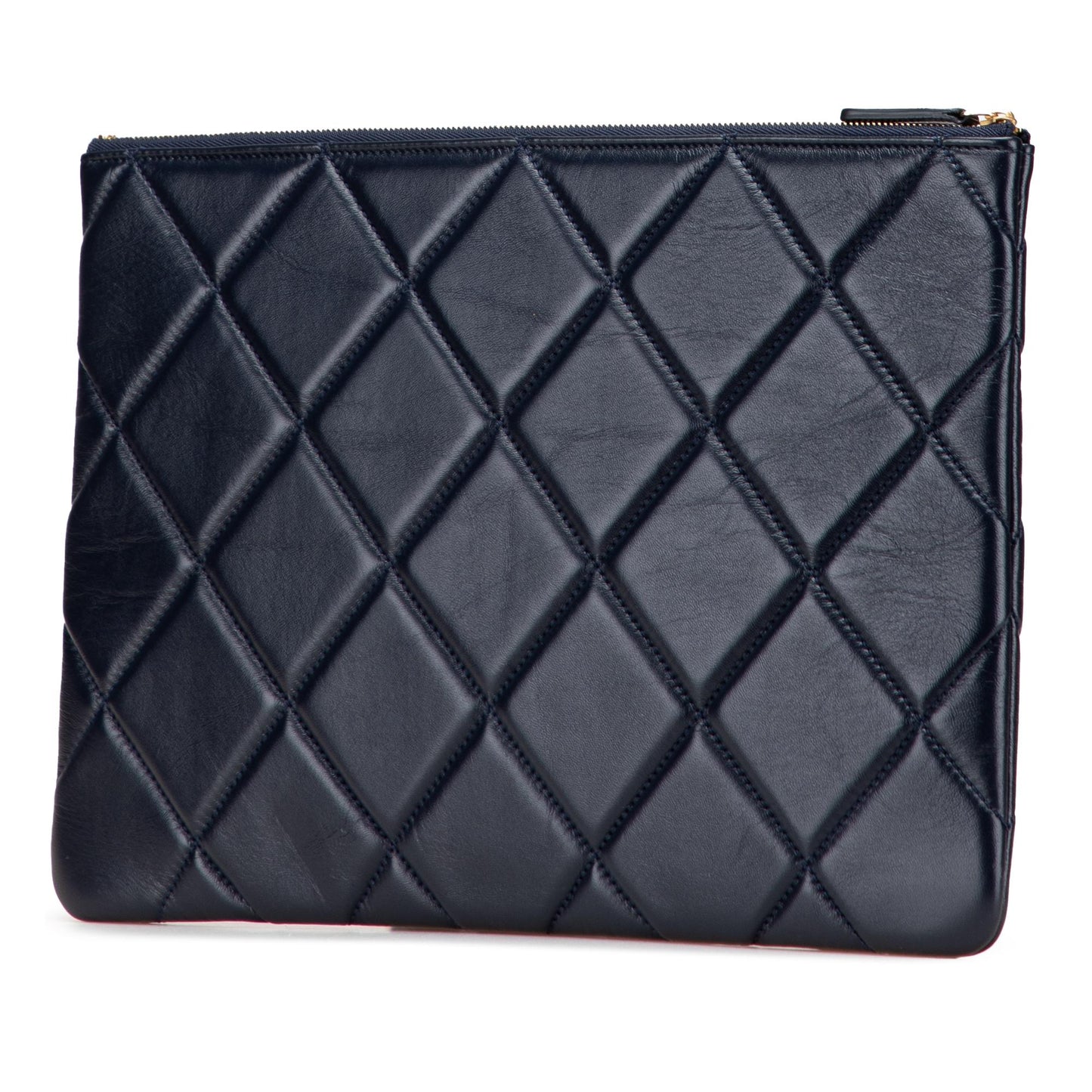 Chanel Cc Large Quilted Lambskin O Case Clutch