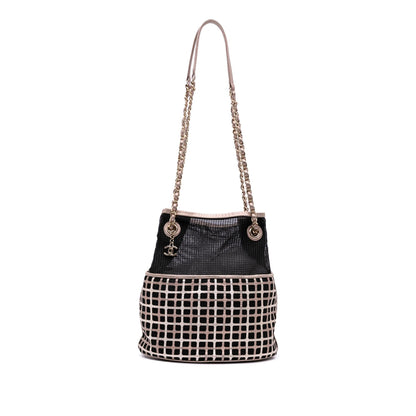 Chanel Cc Mesh And Metallic Calfskin Bucket Bag