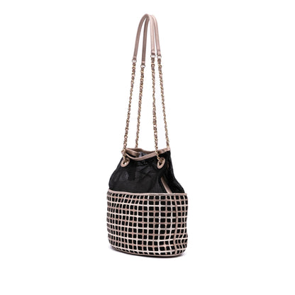 Chanel Cc Mesh And Metallic Calfskin Bucket Bag