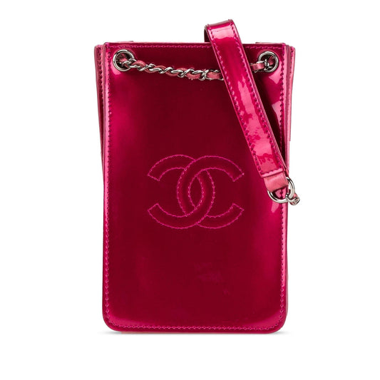Chanel Cc Patent Phone Holder Crossbody