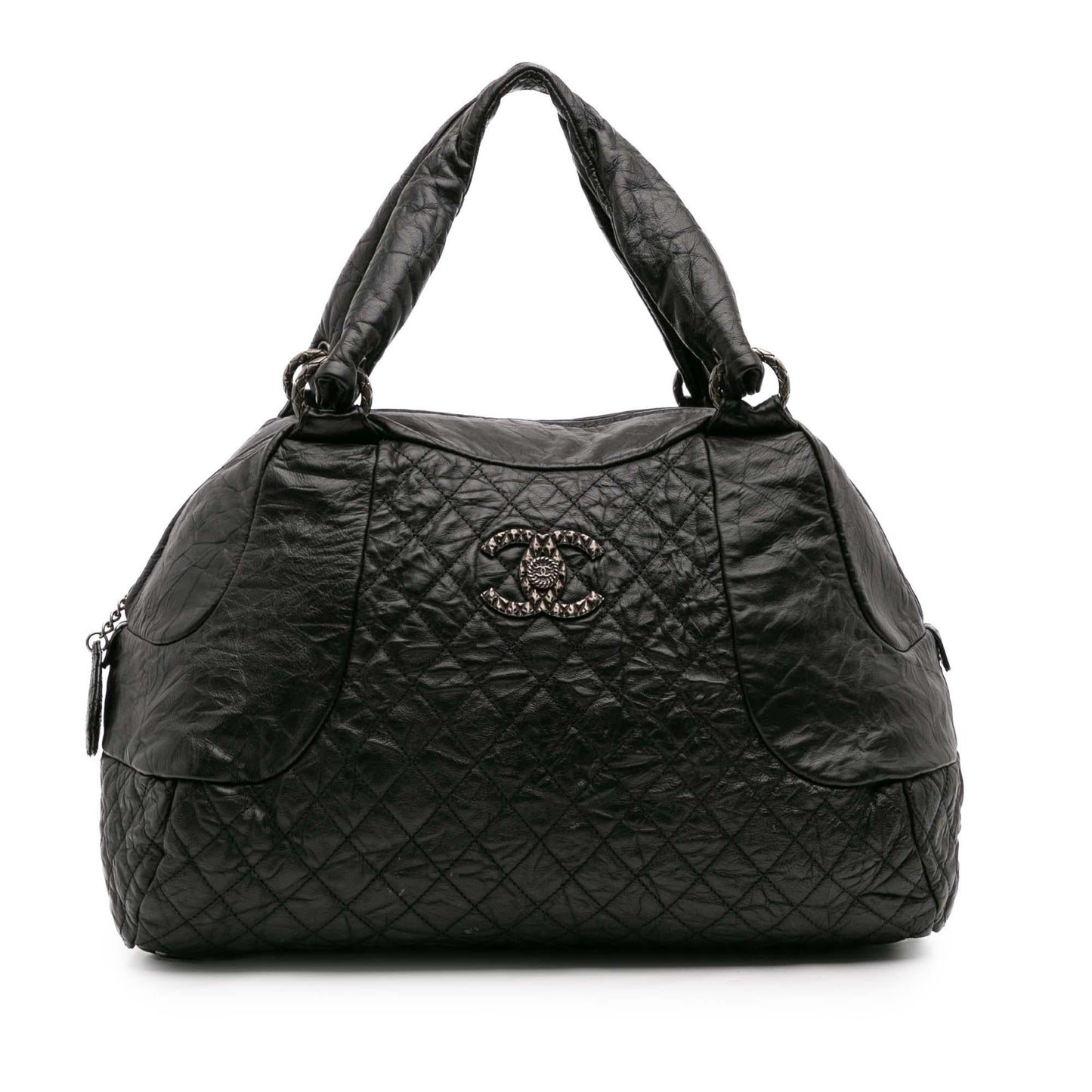 Chanel Cc Quilted Aged Calfskin Coco Rider Bowling Bag