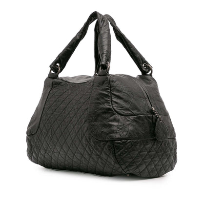 Chanel Cc Quilted Aged Calfskin Coco Rider Bowling Bag