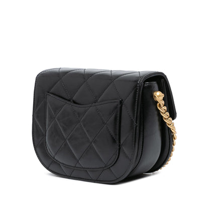 Chanel Cc Quilted Calfskin Round Moon Messenger Flap