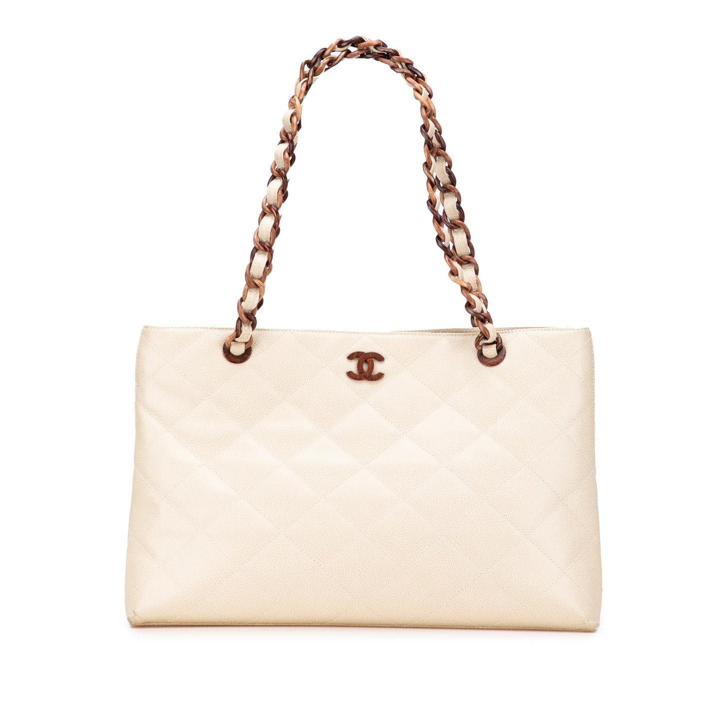 Chanel Cc Quilted Caviar Bekko Chain Tote