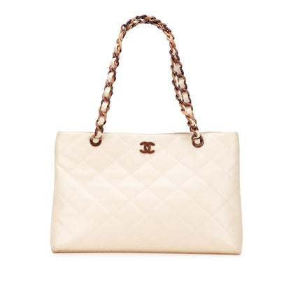 Chanel Cc Quilted Caviar Bekko Chain Tote