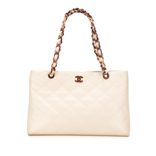 Chanel Cc Quilted Caviar Bekko Chain Tote