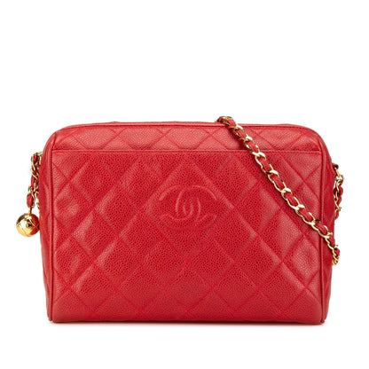 Chanel Cc Quilted Caviar Chain Camera Bag