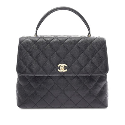 Chanel Cc Quilted Caviar Kelly Top Handle Bag