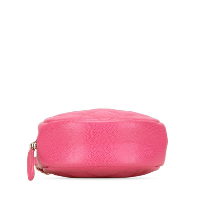 Chanel Cc Quilted Caviar Round Clutch With Chain