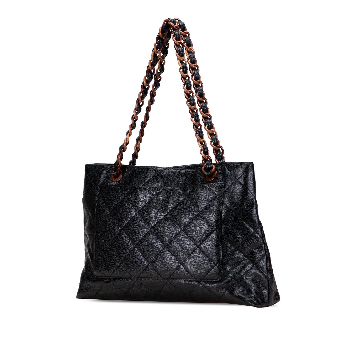 Chanel Cc Quilted Caviar Tortoise Chain Tote