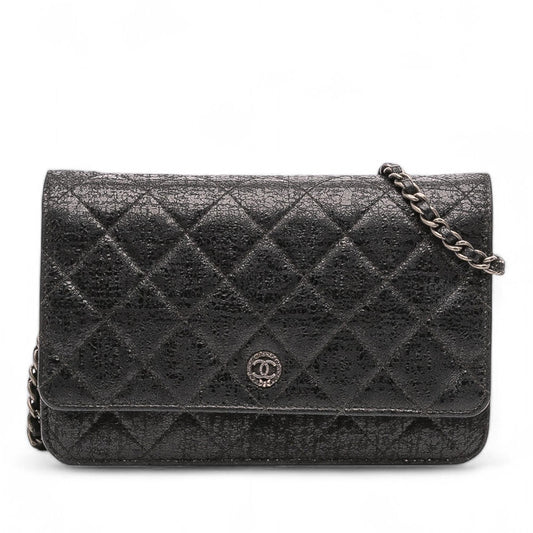 Chanel Cc Quilted Crinkled Calfskin Wallet On Chain
