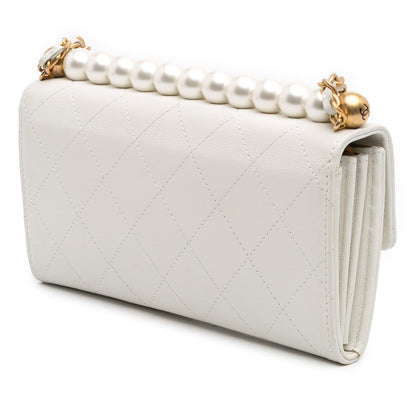 Chanel Cc Quilted Goatskin Chic Pearls Wallet On Chain