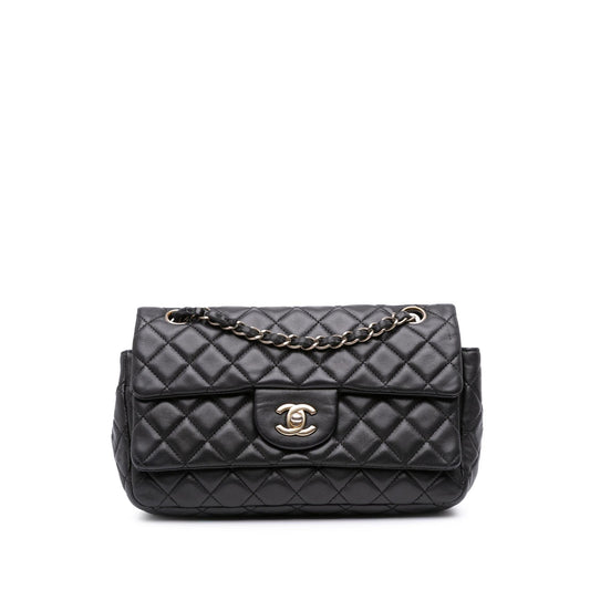 Chanel Cc Quilted Lambskin Double Flap