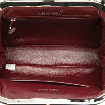 Chanel Cc Quilted Lambskin Kiss Lock Frame Top Handle Bag