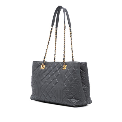 Chanel Cc Quilted Lambskin Pin Tuck Tote