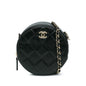 Chanel Cc Quilted Lambskin Round Clutch With Chain