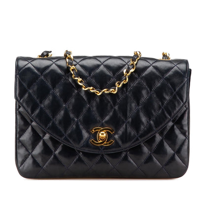 Chanel Cc Quilted Lambskin Round Flap
