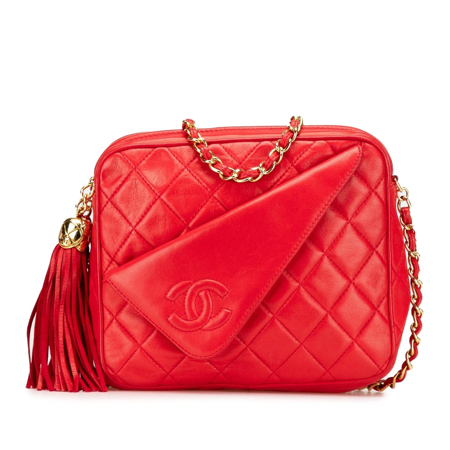 Chanel Cc Quilted Lambskin Tassel Camera Bag