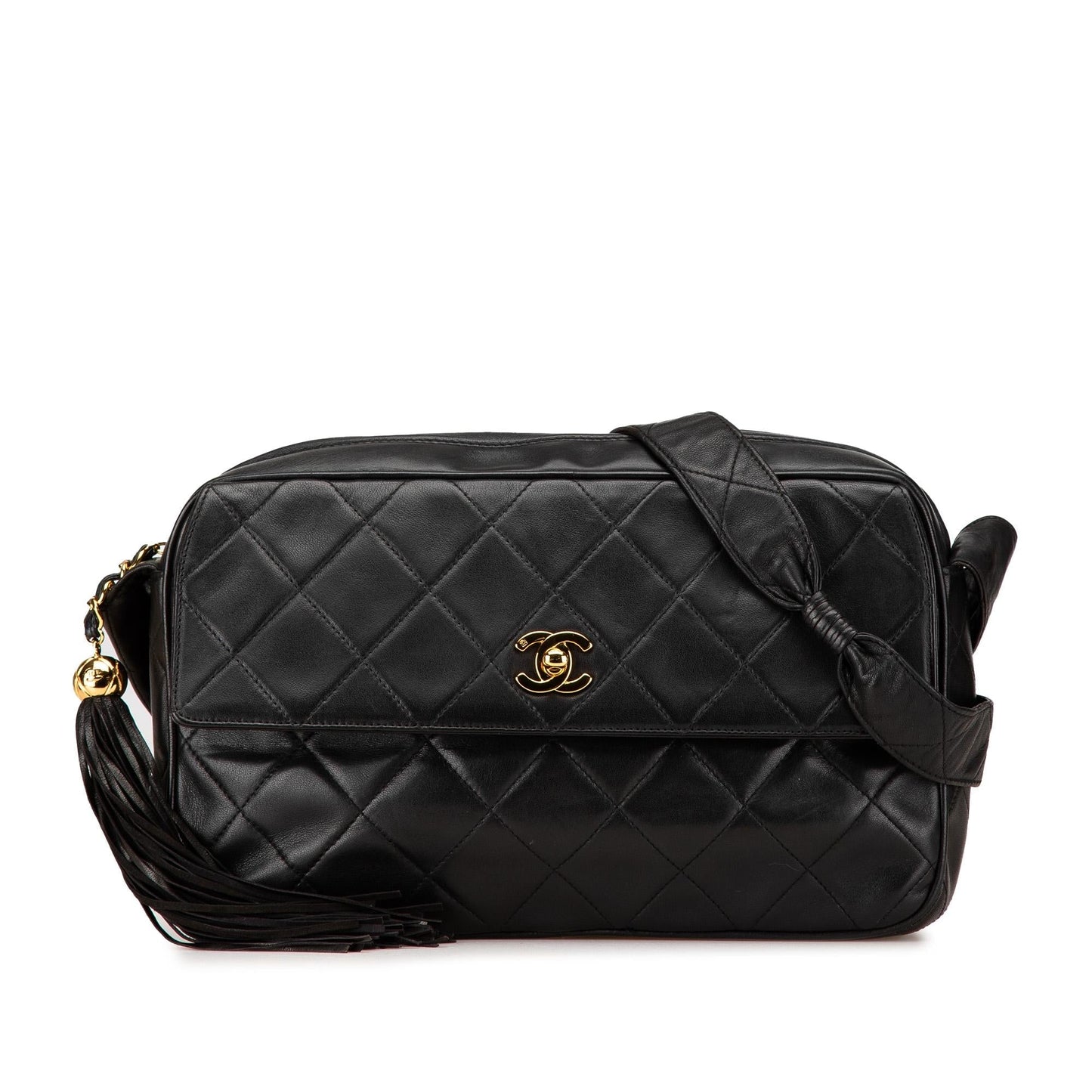 Chanel Cc Quilted Lambskin Tassel Crossbody