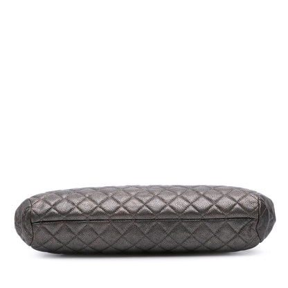 Chanel Cc Quilted Metallic Caviar Clutch