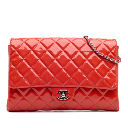 Chanel Cc Quilted Patent Clutch With Chain