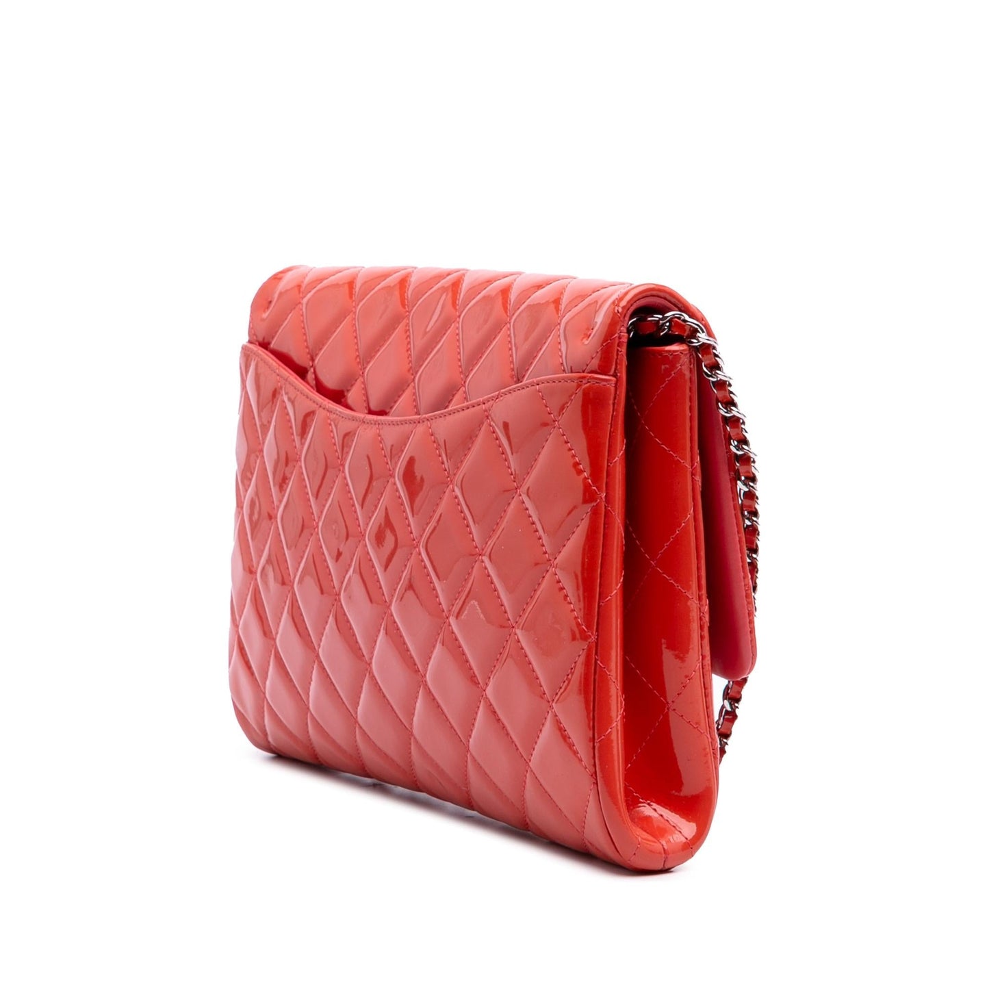 Chanel Cc Quilted Patent Clutch With Chain