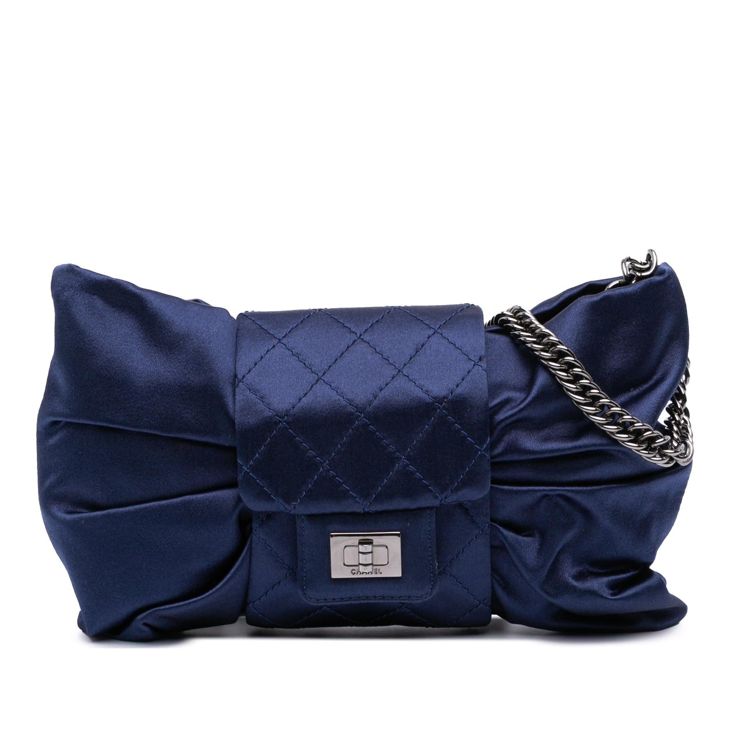 Chanel Cc Satin Bow Clutch With Chain