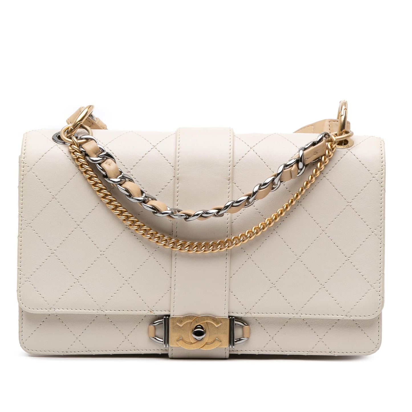 Chanel Gabrielle Calfskin White Shoulder Bag
