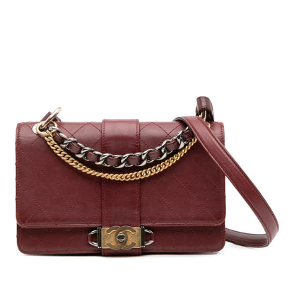 Chanel Cc Stitched Calfskin Chain Flap