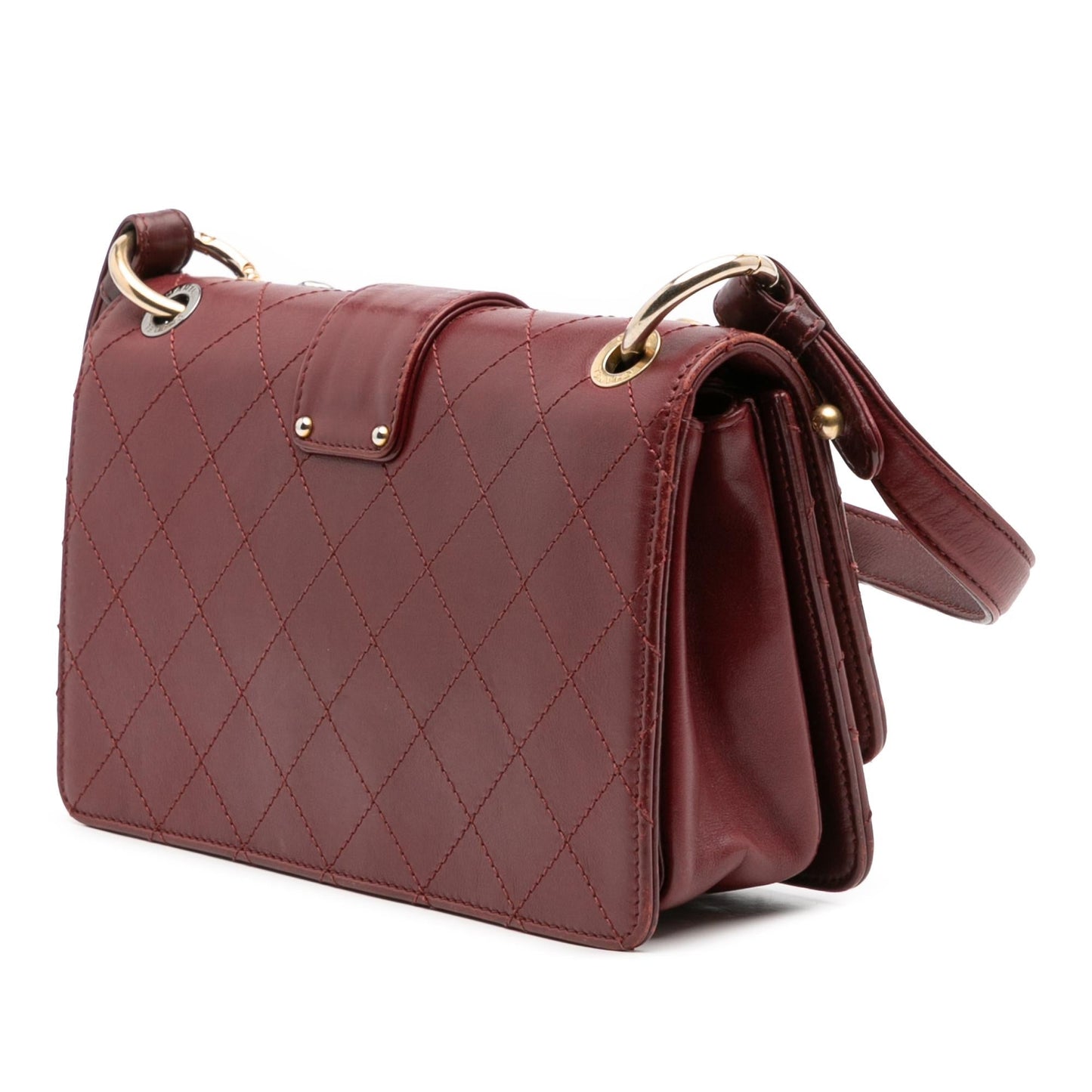 Chanel Cc Stitched Calfskin Chain Flap