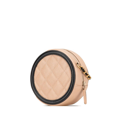 Chanel Caviar Cc Filigree Round Crossbody