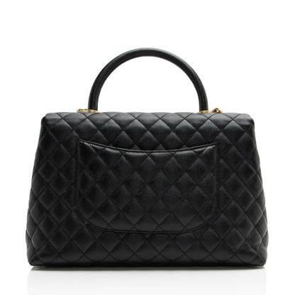 Chanel Caviar Leather Coco Top Handle Medium Flap Bag