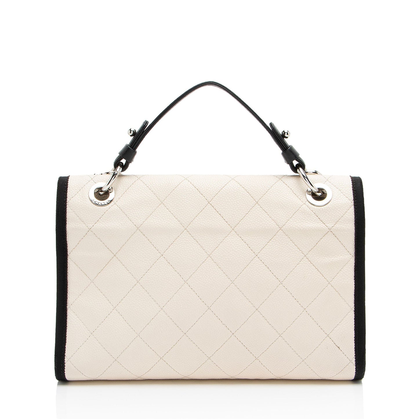 Chanel Caviar Leather Grosgrain Cc Top Handle