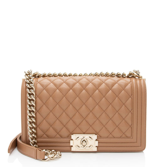 Chanel Boy Bag Caviar Gold Shoulder Bag Style 2