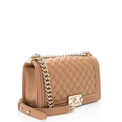 Chanel Boy Bag Caviar Gold Shoulder Bag Style 2