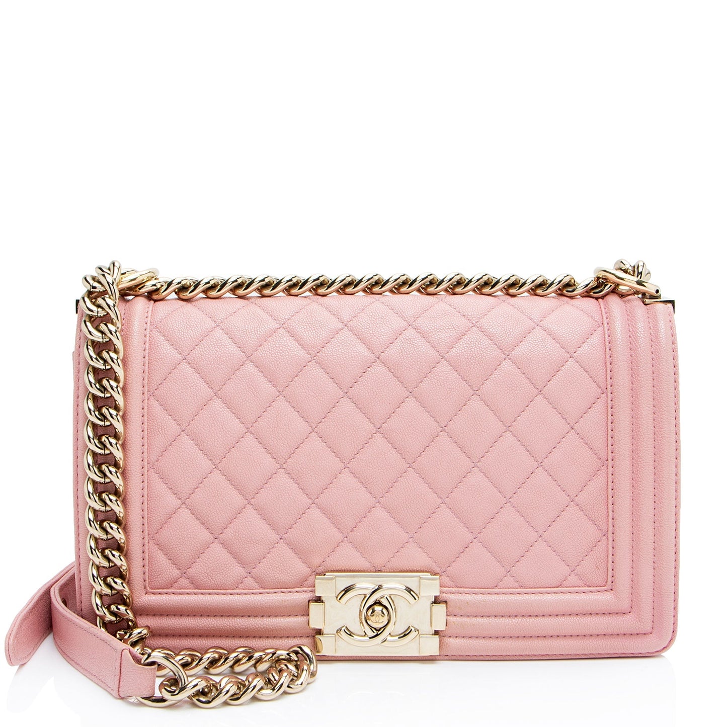 Chanel Boy Bag Caviar Gold Shoulder Bag Caviar