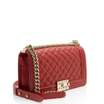 Chanel Boy Bag Caviar Gold Shoulder Bag