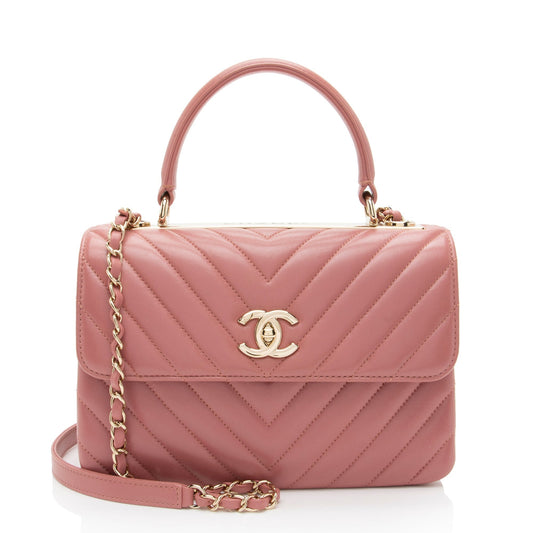 Chanel Chevron Lambskin Trendy Cc Small Top Handle