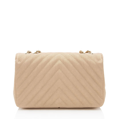 Chanel Chevron Metallic Caviar Leather Statement Small Flap Bag