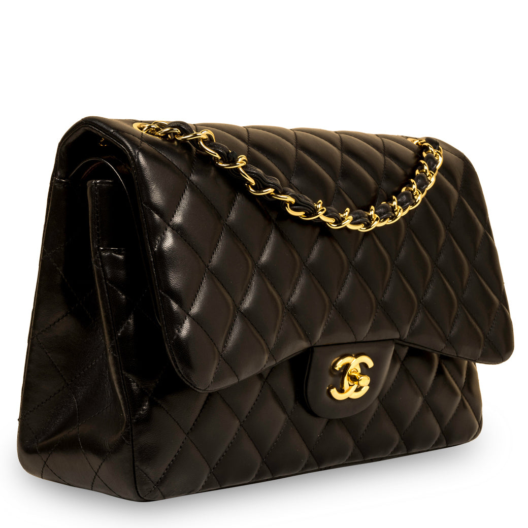Chanel Classic Flap Lambskin Black Shoulder Bag Style 55