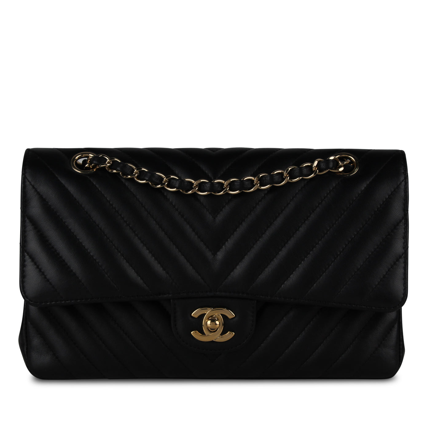 Chanel Classic Flap Lambskin Black Shoulder Bag Style 117