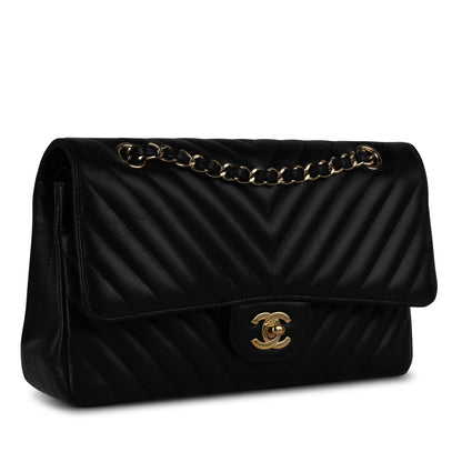Chanel Classic Flap Lambskin Black Shoulder Bag Style 117