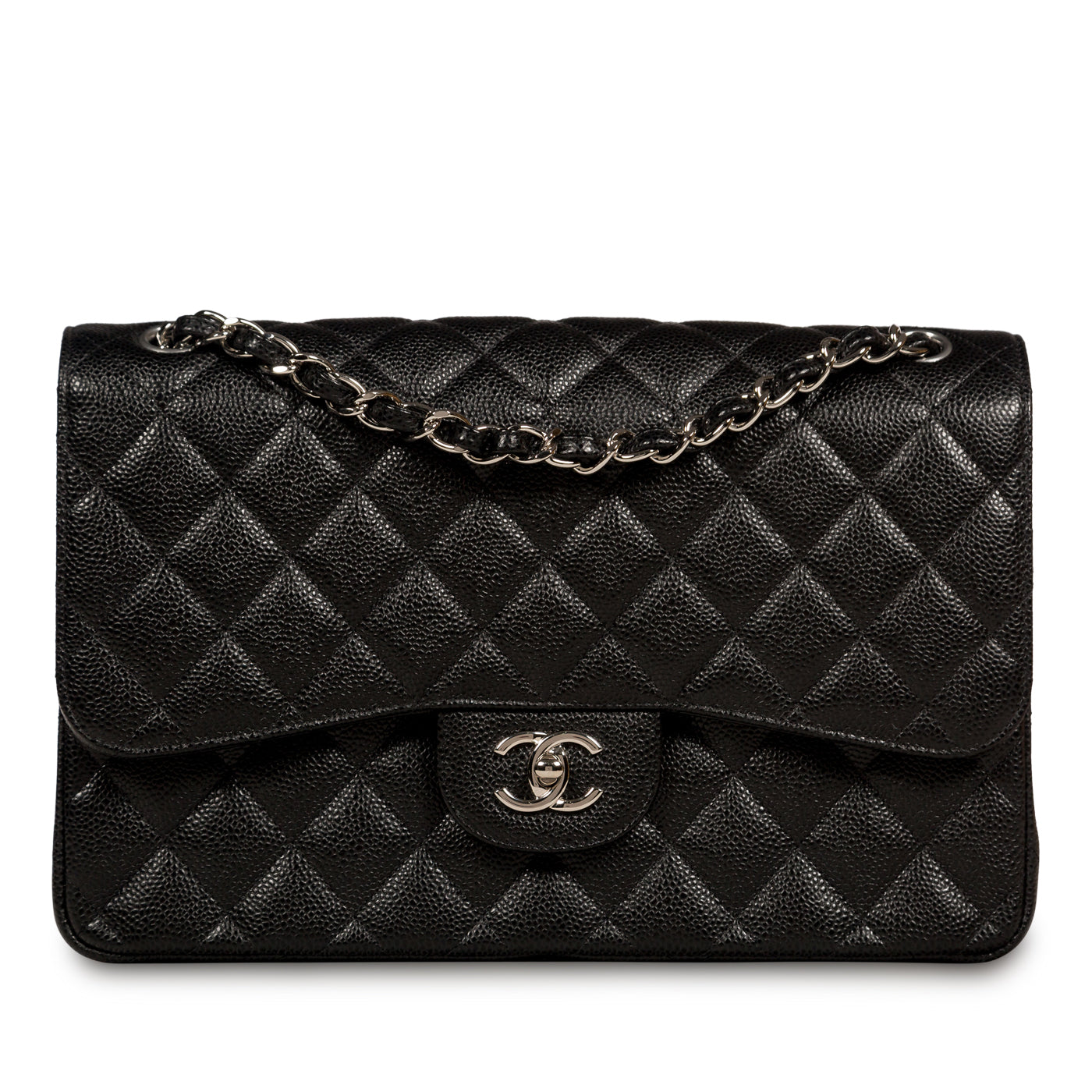 Chanel Classic Flap Caviar Black Shoulder Bag Style 44