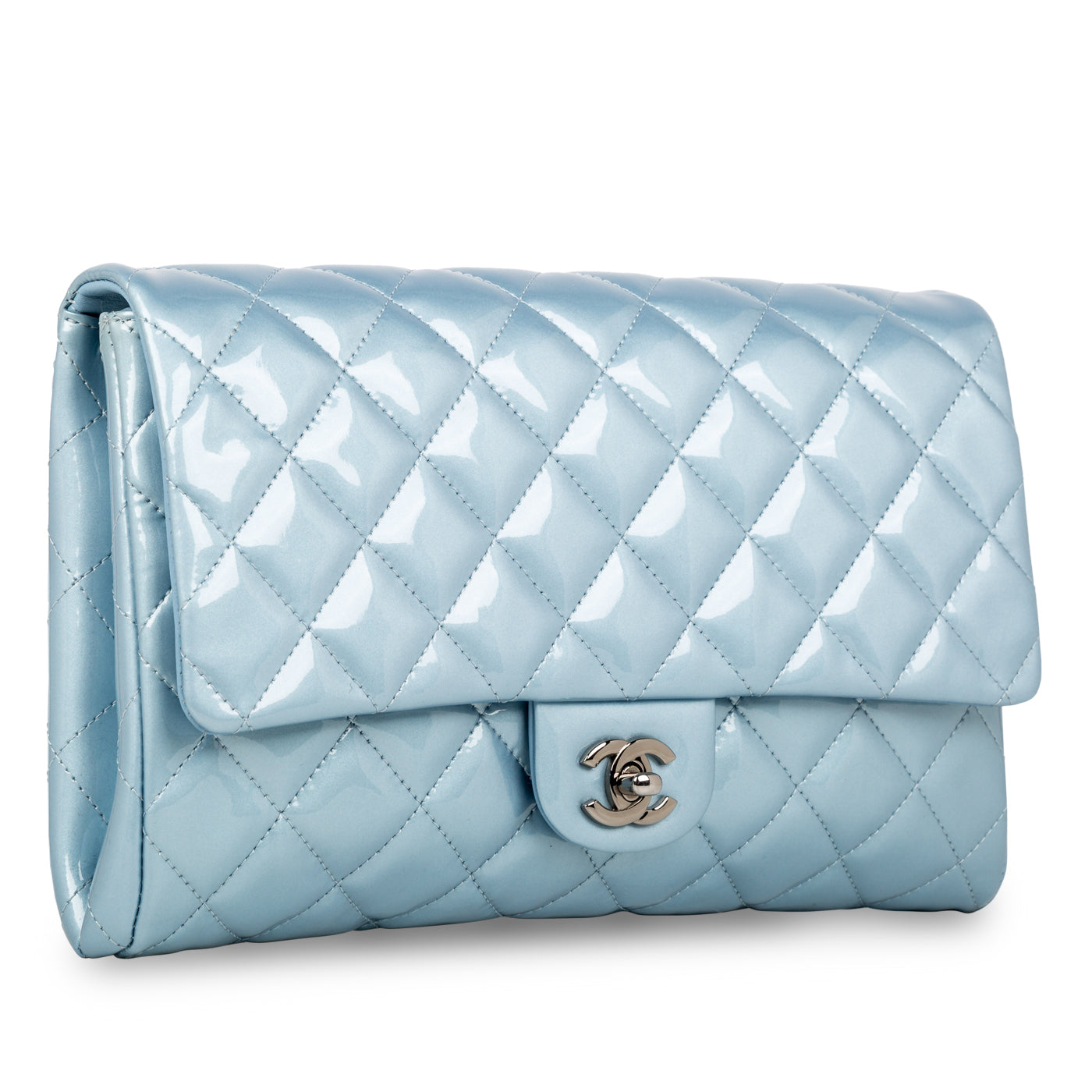Chanel WOC Patent Leather Silver Crossbody